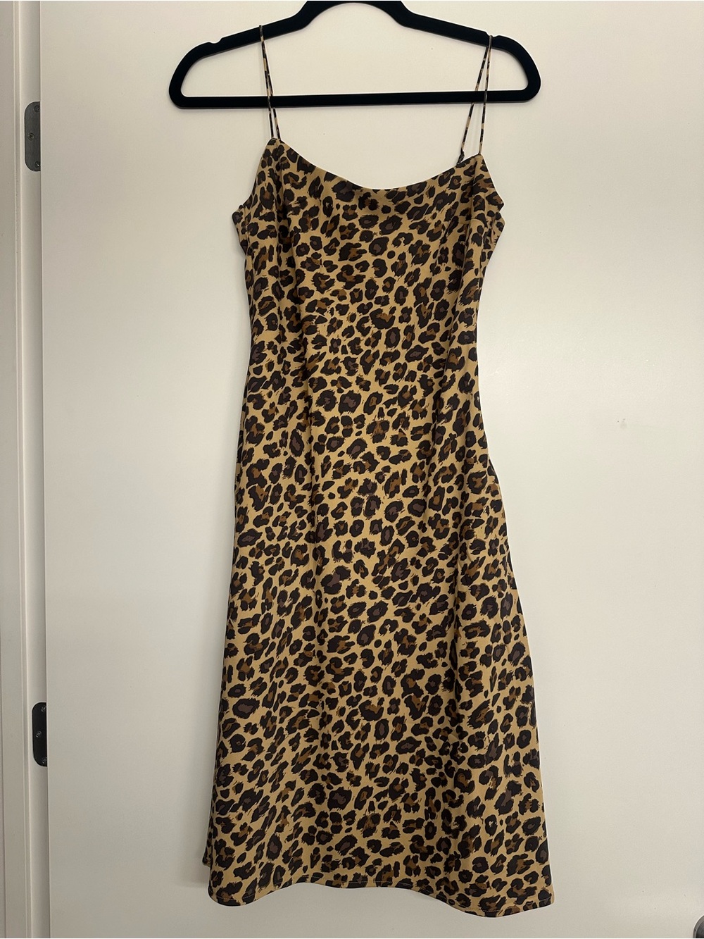 Abercrombie & Fitch Leopard-Print Slip Midi Dress in Brown and Black